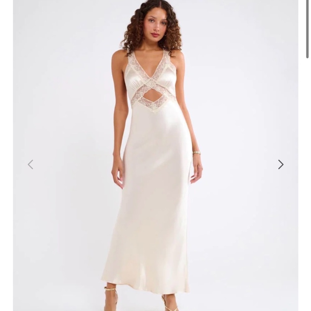 Rumored Cream Lace Detail Maxi Dress